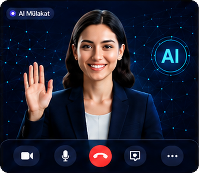 Yapay zeka video mülakat ekranı